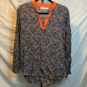 Poema Vibrant Orange Paisley Blouse (BIN1)